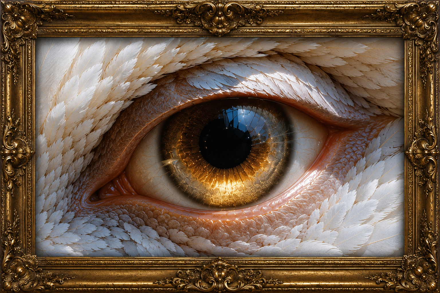 The Eye of the Wise One — above the fireplace, filling the canvas